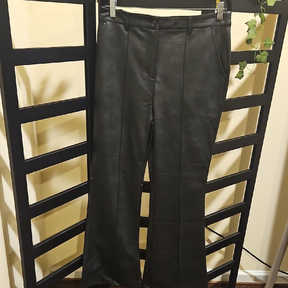 Shinestar Black Faux Leather Pants